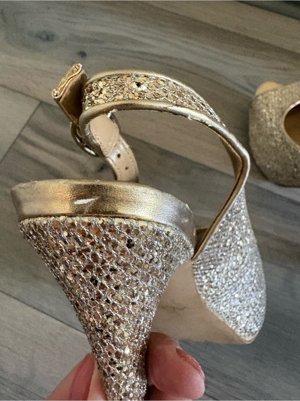 ALDO SLINGBACK GLITTER HEELS - Picture 7 of 8
